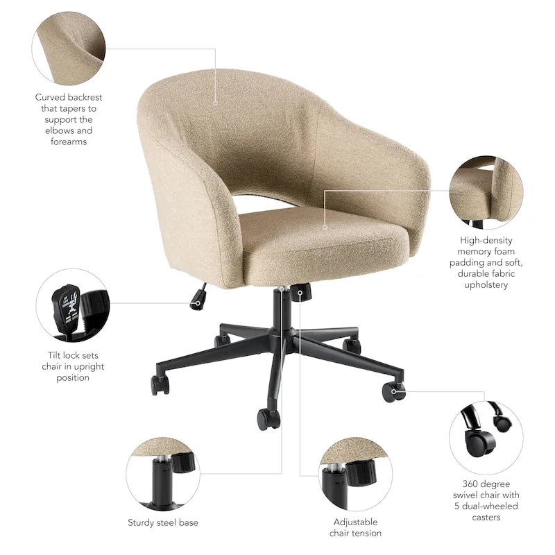 Fabric Swivel Desk Chair with Adjustable Height