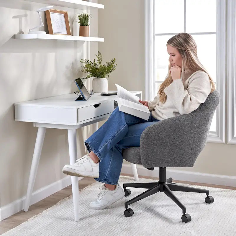Fabric Swivel Desk Chair with Adjustable Height