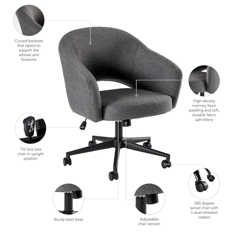 Fabric Swivel Desk Chair with Adjustable Height