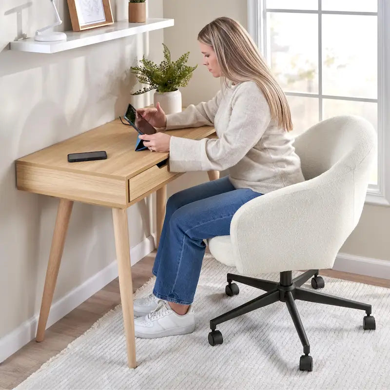 Fabric Swivel Desk Chair with Adjustable Height