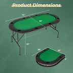 Foldable Poker Table with 8 Cup Holders and Padded Armrests