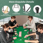 Foldable Poker Table with 8 Cup Holders and Padded Armrests