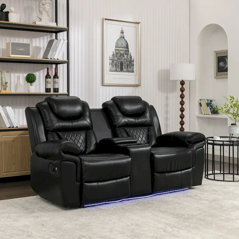 Manual Reclining Loveseat with Storage and Cup Holders