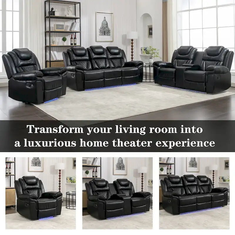 Manual Reclining Loveseat with Storage and Cup Holders