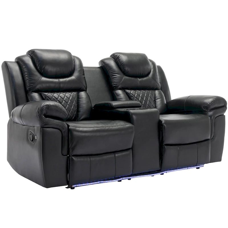 Manual Reclining Loveseat with Storage and Cup Holders