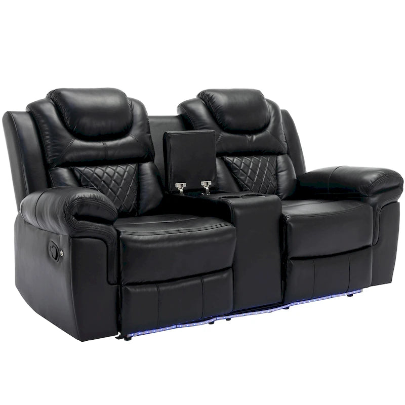 Manual Reclining Loveseat with Storage and Cup Holders