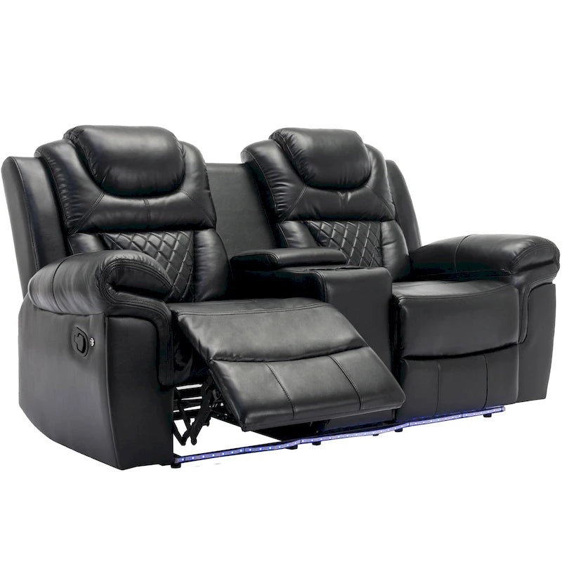 Manual Reclining Loveseat with Storage and Cup Holders