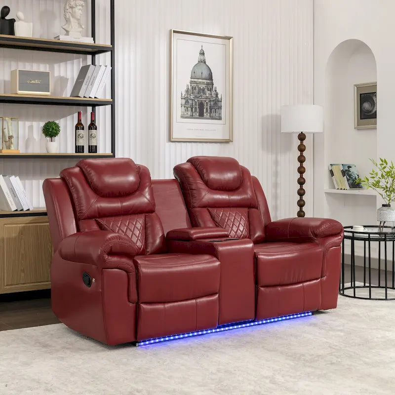 Manual Reclining Loveseat with Storage and Cup Holders