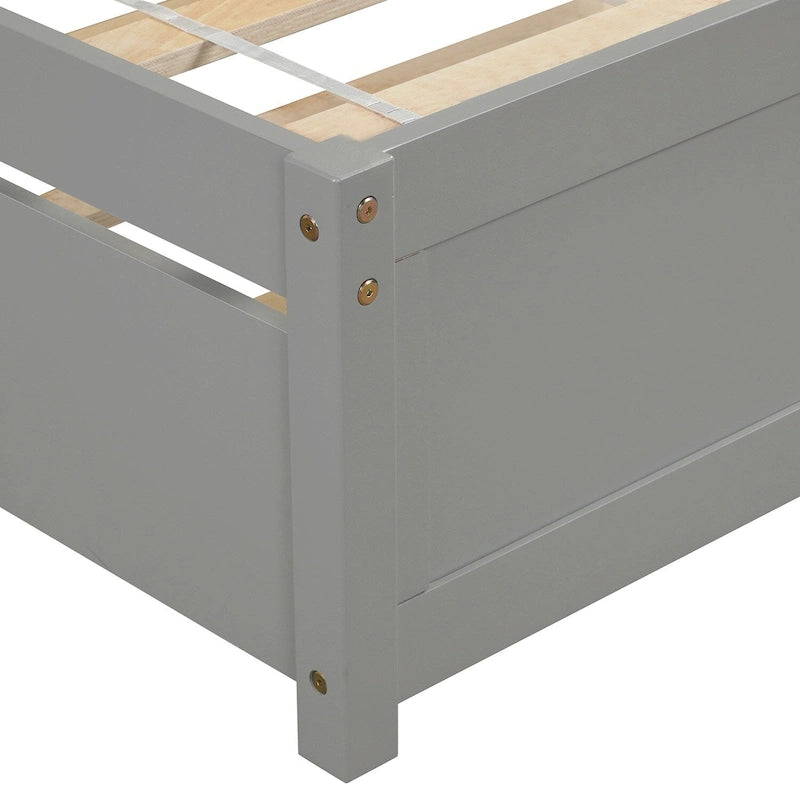 Gray Twin Wood Platform Bed with Trundle