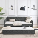 Letto da giorno singolo imbottito con letto estraibile singolo