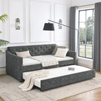 Letto da giorno singolo imbottito con letto estraibile singolo