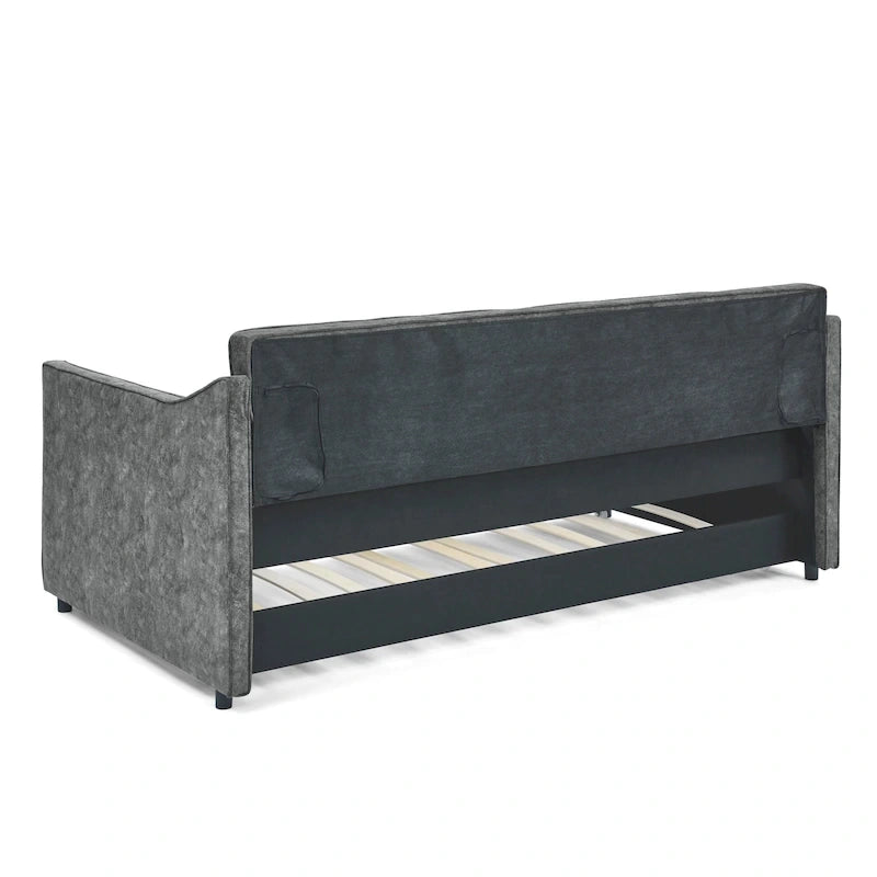 Letto da giorno singolo imbottito con letto estraibile singolo