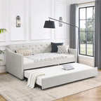 Letto da giorno singolo imbottito con letto estraibile singolo