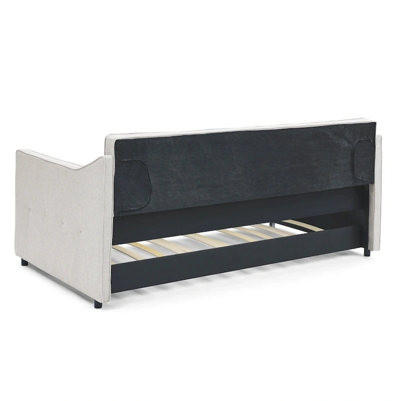 Letto da giorno singolo imbottito con letto estraibile singolo