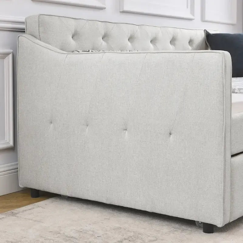 Letto da giorno singolo imbottito con letto estraibile singolo