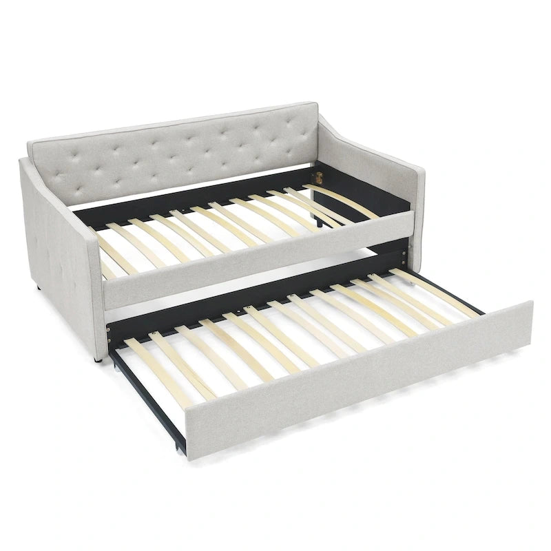Letto da giorno singolo imbottito con letto estraibile singolo