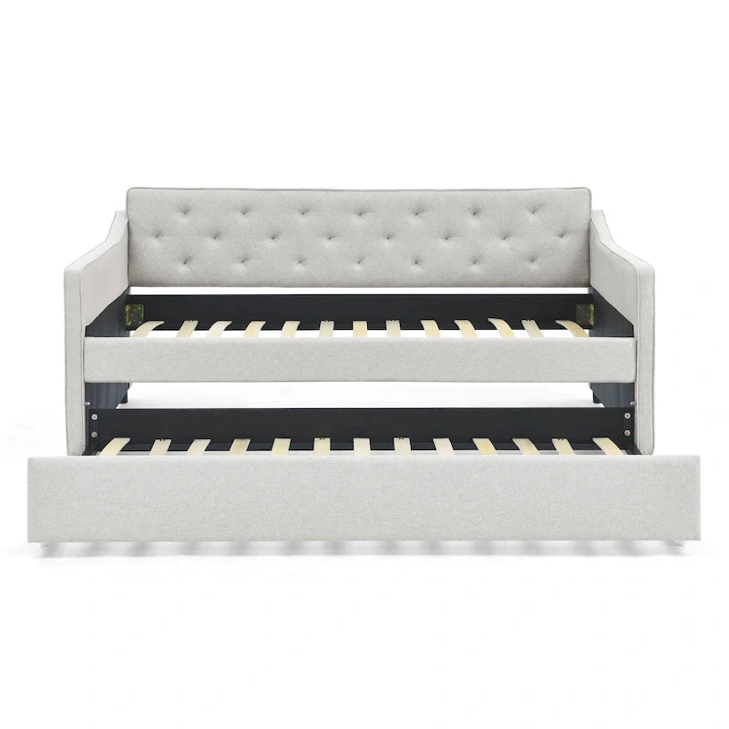 Letto da giorno singolo imbottito con letto estraibile singolo