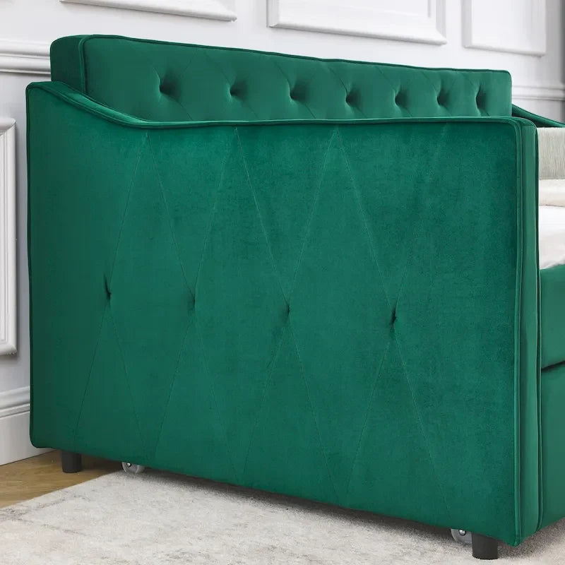 Letto da giorno singolo imbottito con letto estraibile singolo