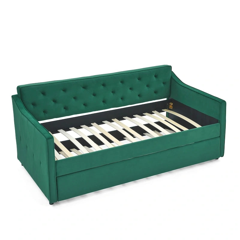 Letto da giorno singolo imbottito con letto estraibile singolo