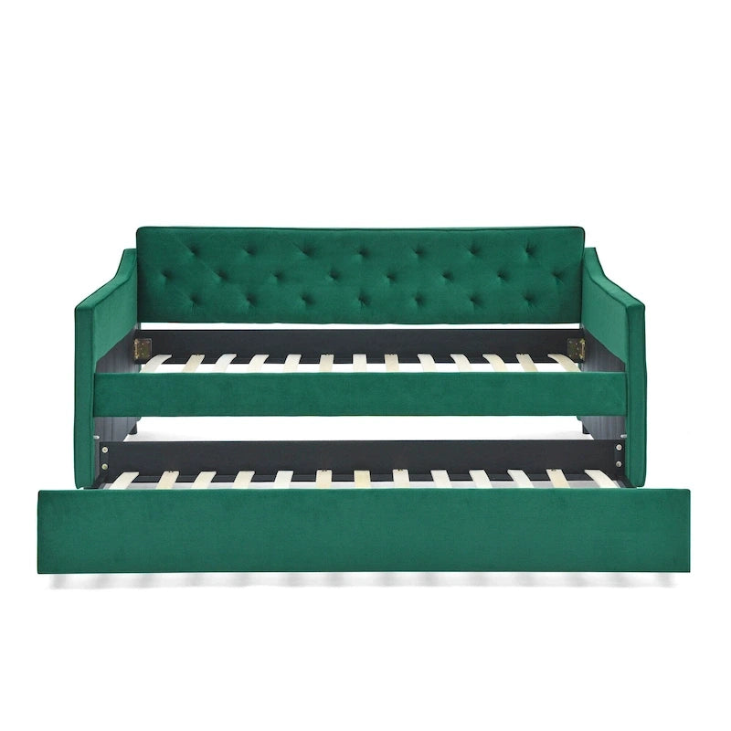 Letto da giorno singolo imbottito con letto estraibile singolo