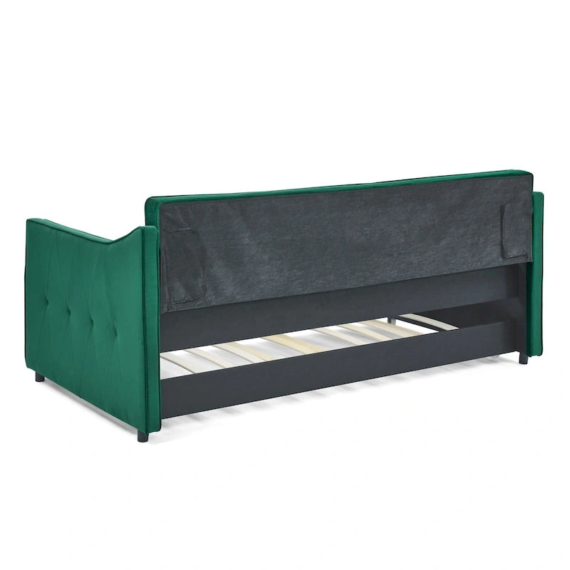 Letto da giorno singolo imbottito con letto estraibile singolo