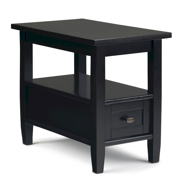 14-Inch Wide Narrow Side Table with Drawer and Open Shelf