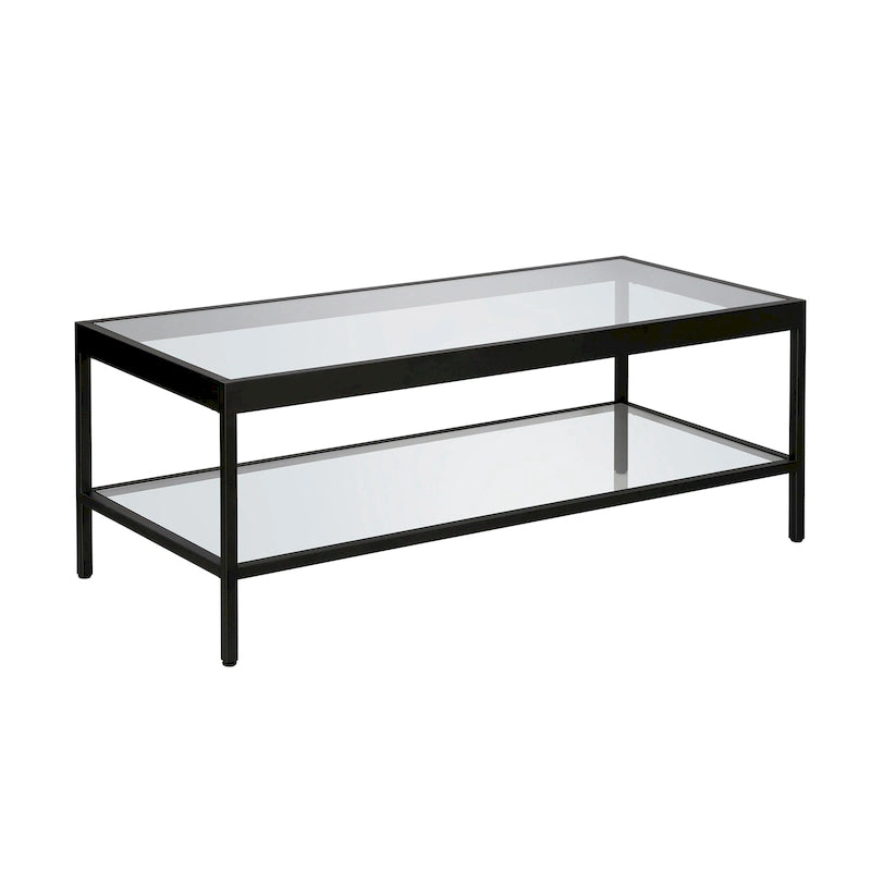 Metal and Glass Coffee Table with Lower Shelf