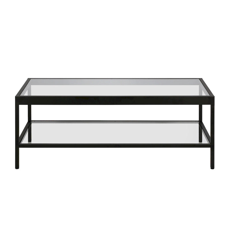 Metal and Glass Coffee Table with Lower Shelf