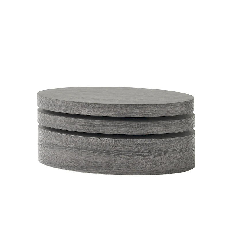 Oval Coffee Table with Rotating Top - Black