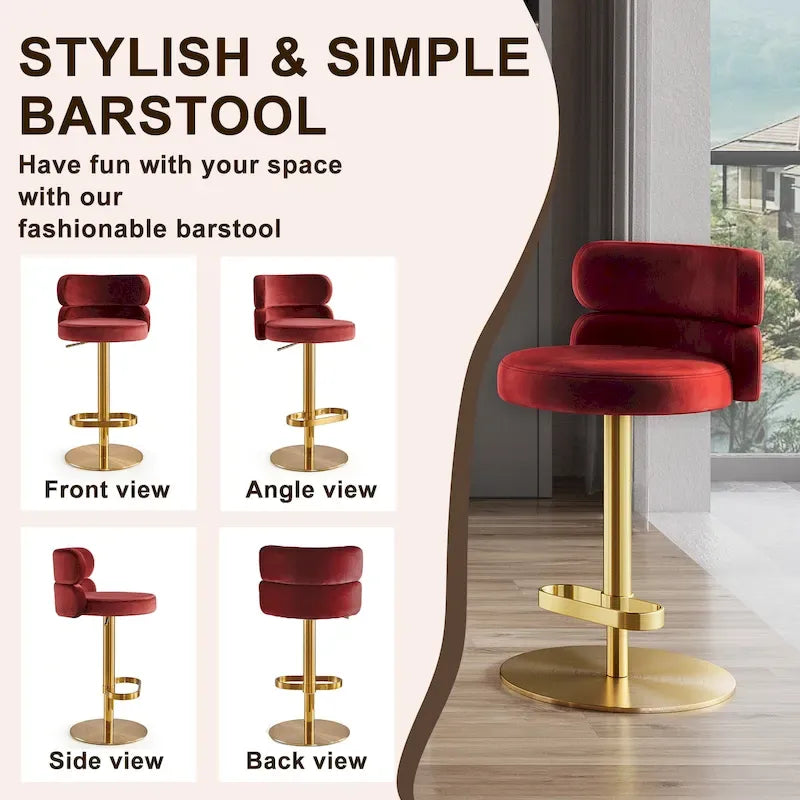 Adjustable Swivel Bar Stool with Upholstered Seat