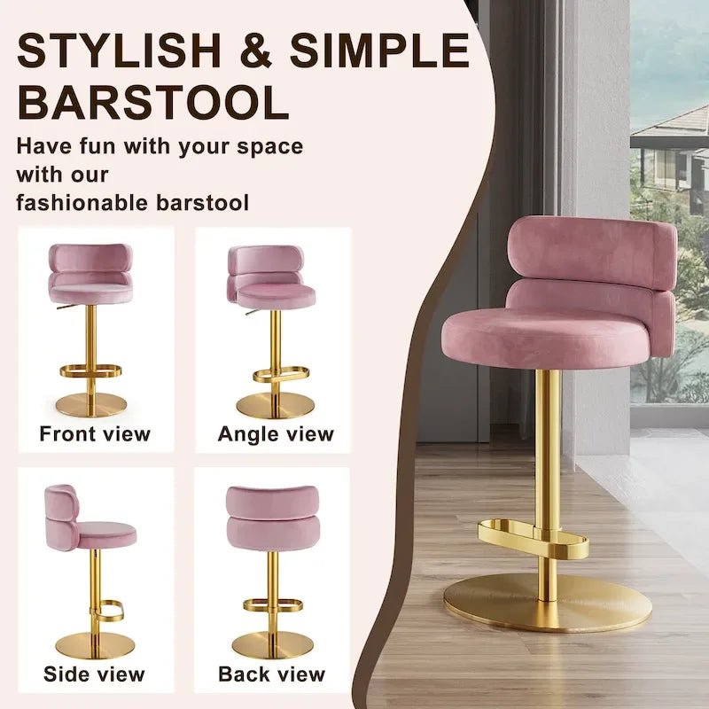 Adjustable Swivel Bar Stool with Upholstered Seat