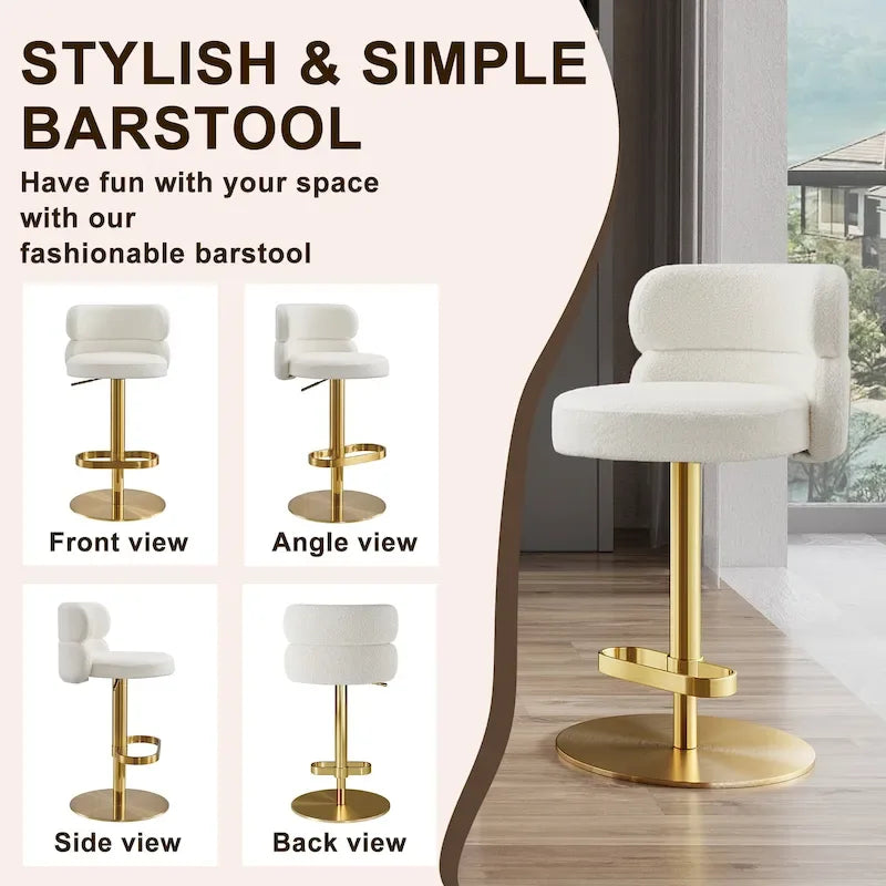 Adjustable Swivel Bar Stool with Upholstered Seat