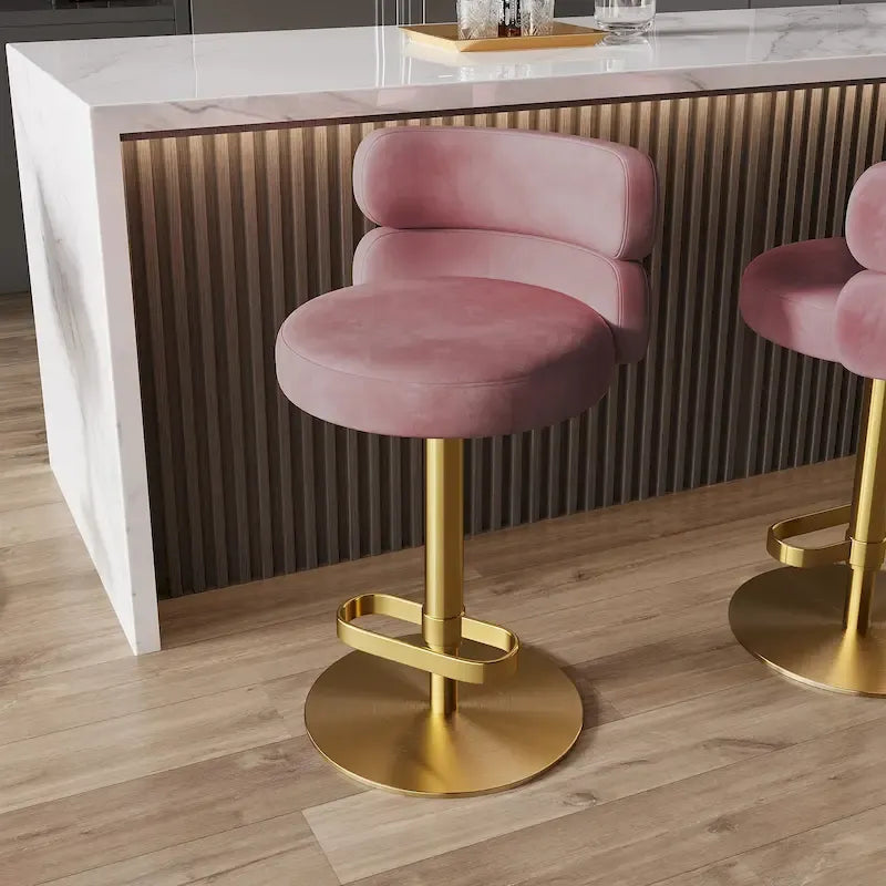 Adjustable Swivel Bar Stool with Upholstered Seat