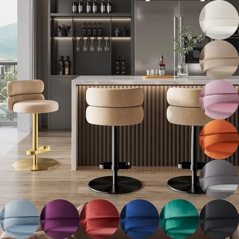 CAROCC Velvet Counter Bar stool with Height Adjustable and Swivel