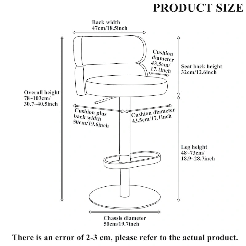 Adjustable Swivel Bar Stool with Upholstered Seat