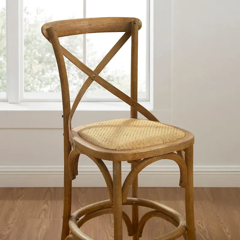 Wood Cross-Back Counter Stool