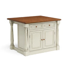 Off-White Wood Kitchen Island with Drop Leaf and Storage