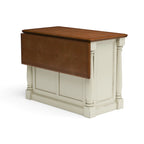 Off-White Wood Kitchen Island with Drop Leaf and Storage