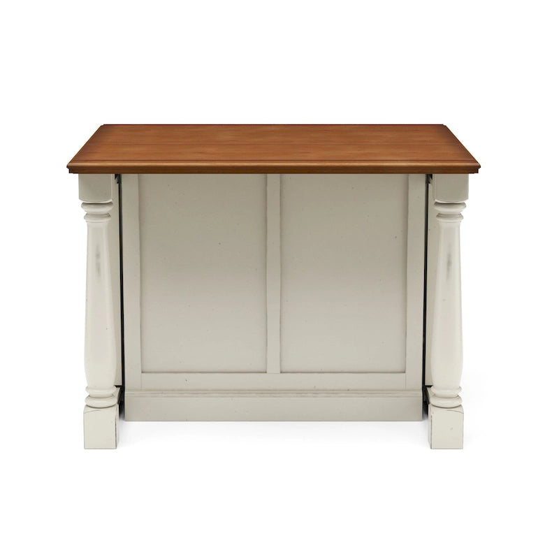 Off-White Wood Kitchen Island with Drop Leaf and Storage