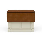 Off-White Wood Kitchen Island with Drop Leaf and Storage