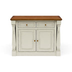 Off-White Wood Kitchen Island with Drop Leaf and Storage