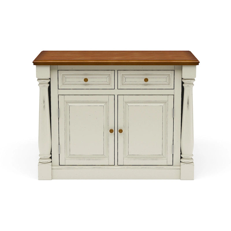 Off-White Wood Kitchen Island with Drop Leaf and Storage