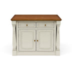 Off-White Wood Kitchen Island with Drop Leaf and Storage