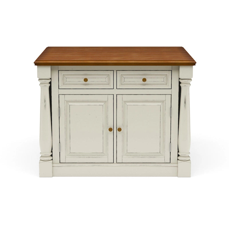 Off-White Wood Kitchen Island with Drop Leaf and Storage