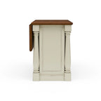 Off-White Wood Kitchen Island with Drop Leaf and Storage