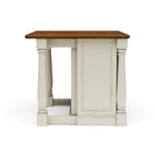 Off-White Wood Kitchen Island with Drop Leaf and Storage