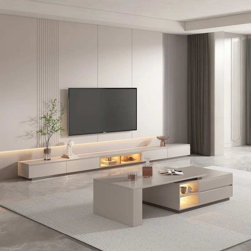 Rectangular Extendable Coffee Table with Two Drawers