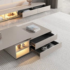 Rectangular Extendable Coffee Table with Two Drawers