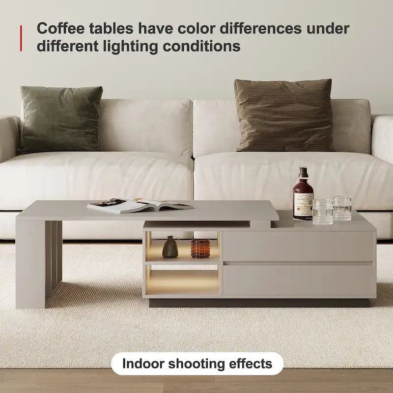 Rectangular Extendable Coffee Table with Two Drawers