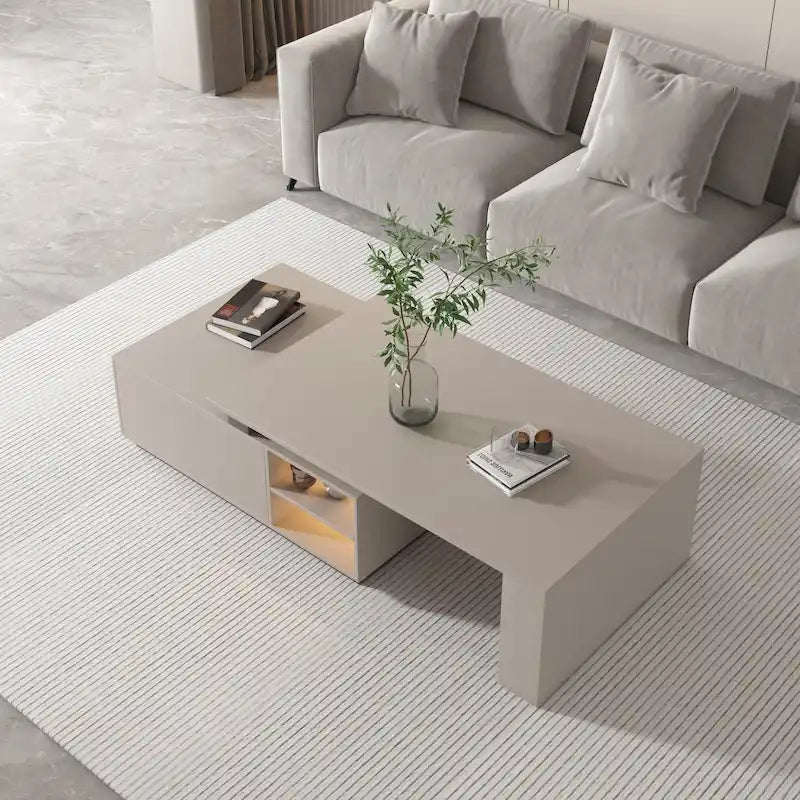 Rectangular Extendable Coffee Table with Two Drawers